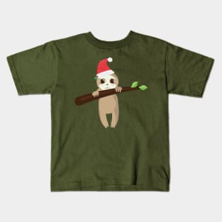 Adorable Sloth & Christmas Hat Kids T-Shirt